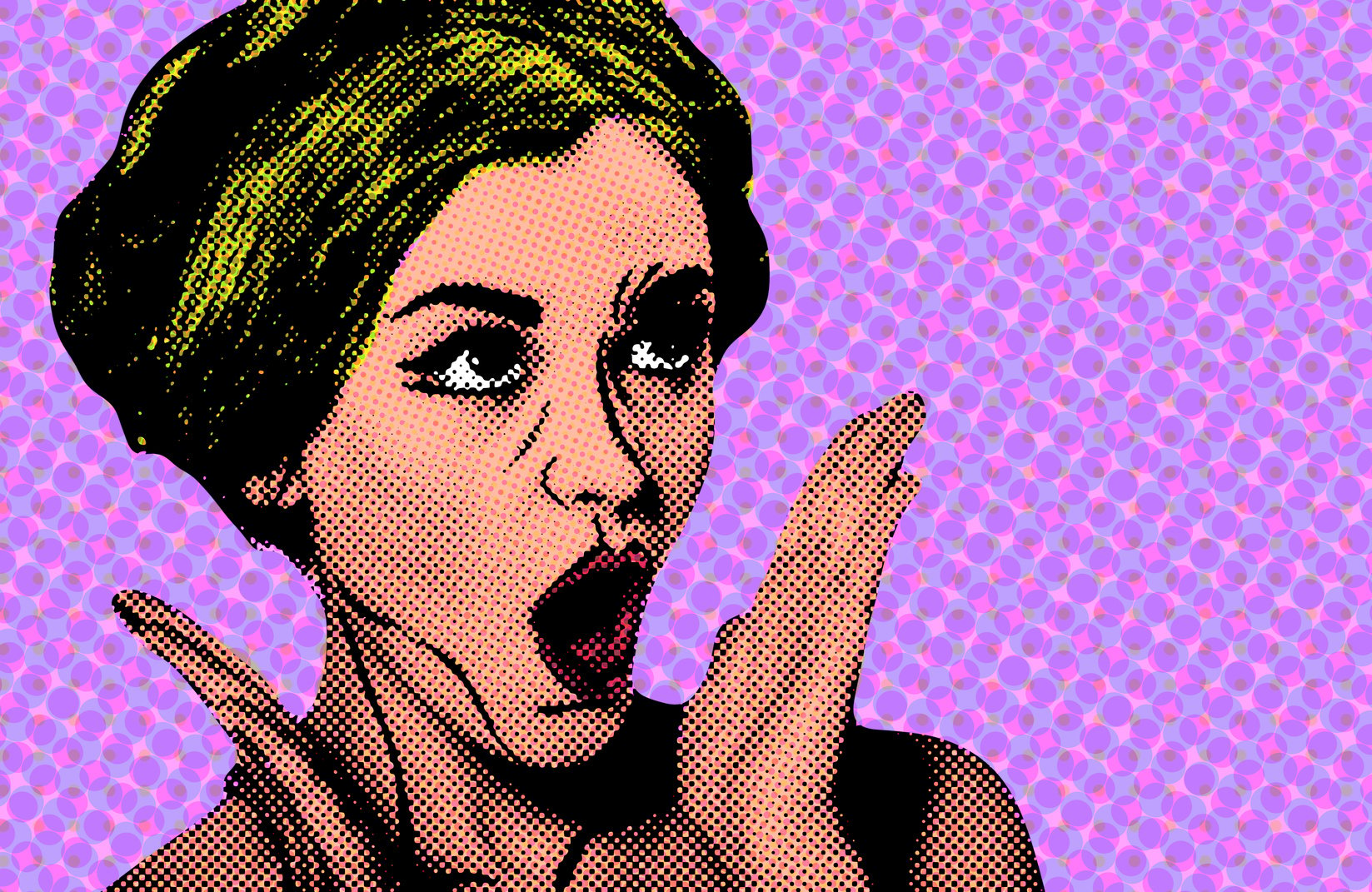 Pop art comic style woman, retro poster